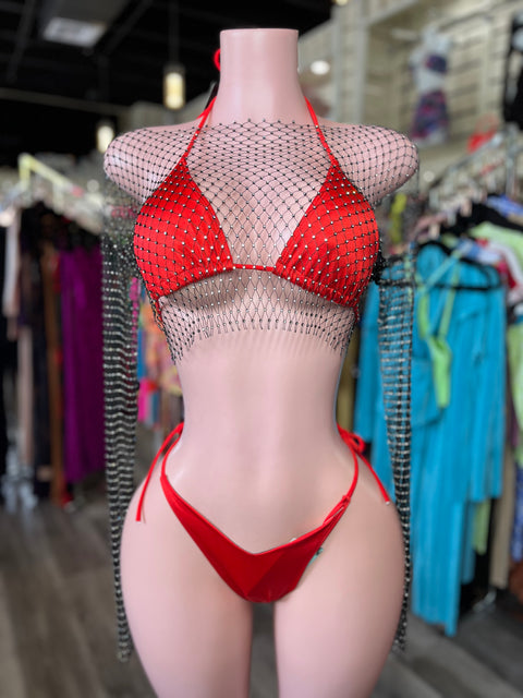 Long Sleeve Diamond Mesh Top