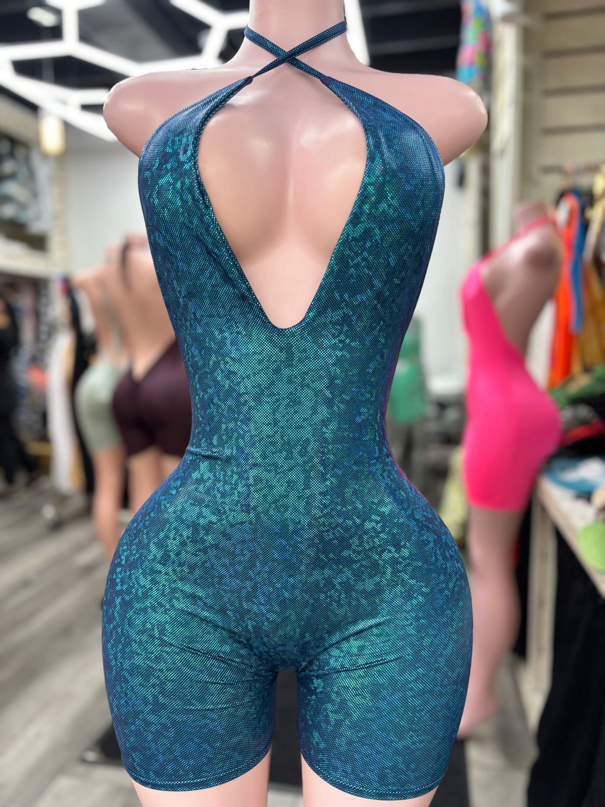 Molly Halter Romper Teal Galaxy