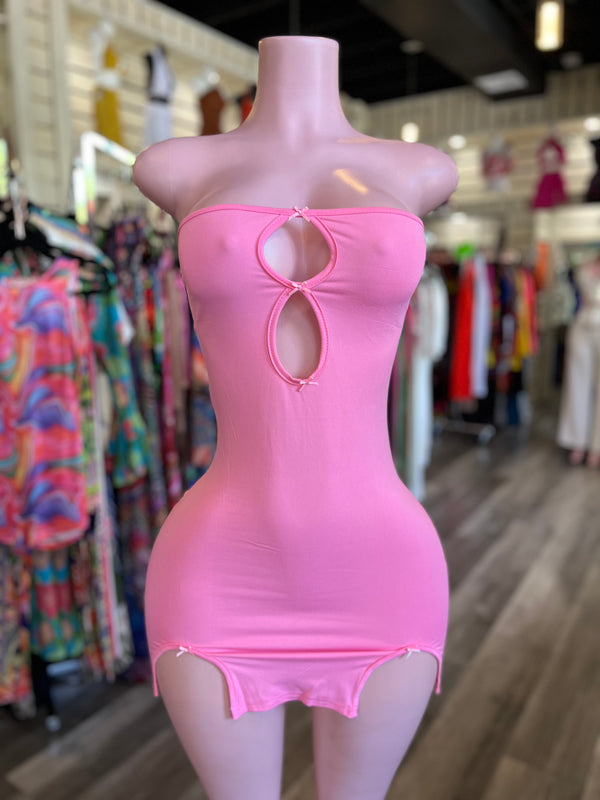 Pink Strapless Mini Dress