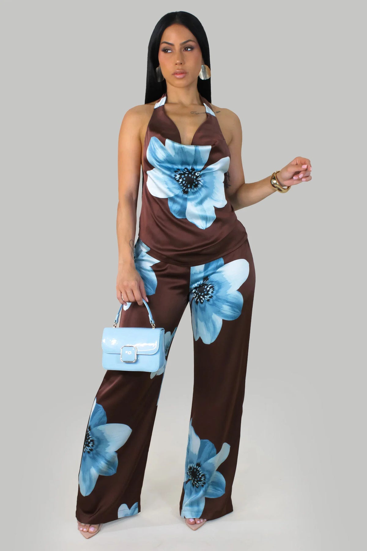 Flora Silky Tan Pant Set