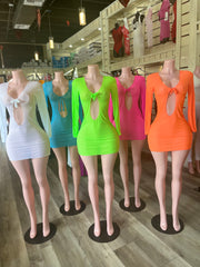 Mesh Long Sleeve Cover Up Dress