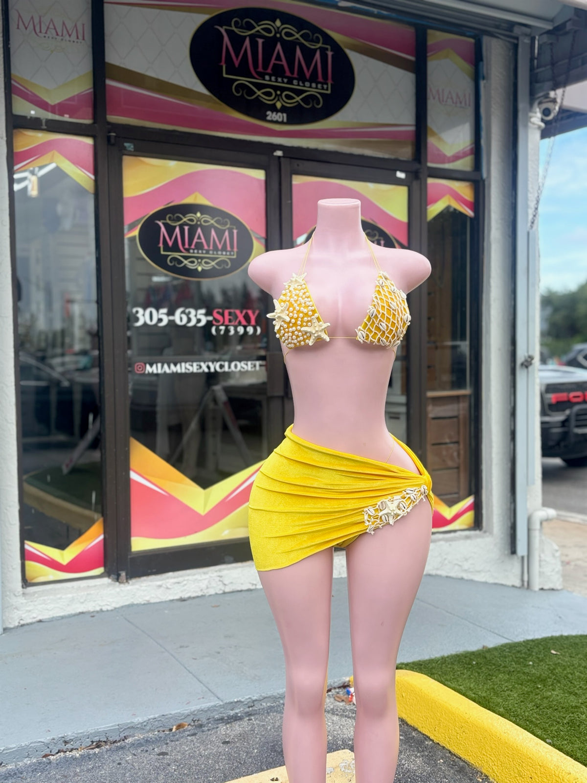 Yellow Handmade Shell Bikini