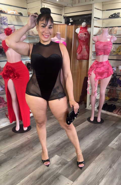 Velvet Mesh Romper