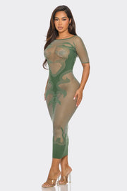 Army Me Mesh Maxi Dress
