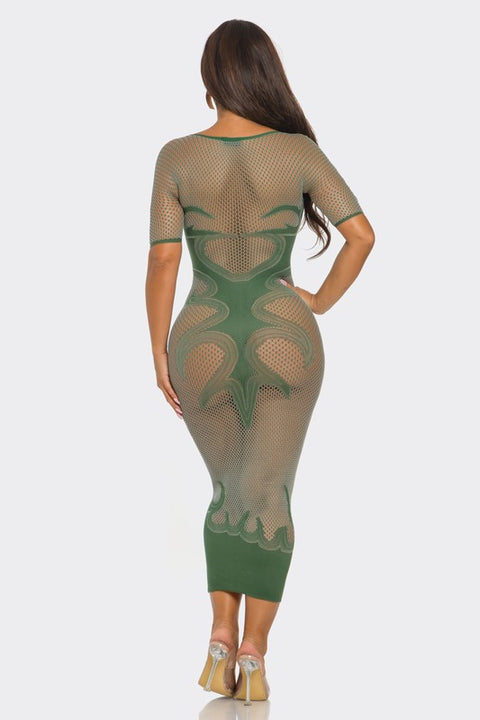Army Me Mesh Maxi Dress