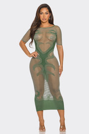 Army Me Mesh Maxi Dress