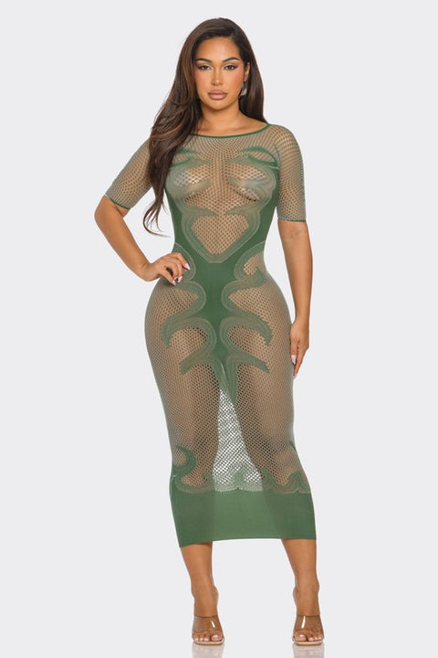 Army Me Mesh Maxi Dress