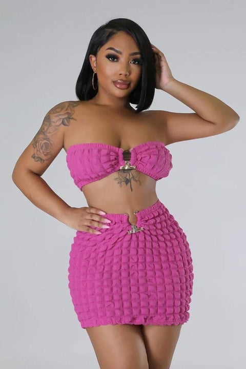 Ruched Buckle Skirt Set