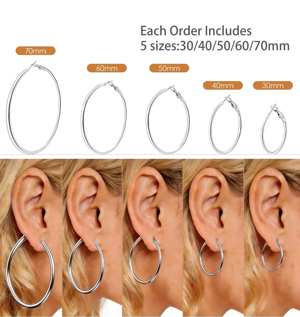 5 Pair Hoop Earrings