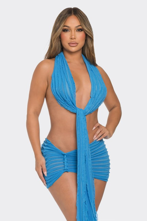 Ocean Waves Skirt Set