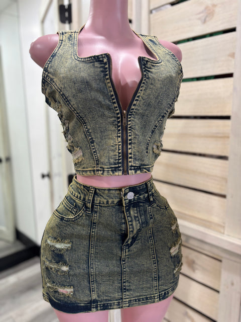 Jean Skirt Set