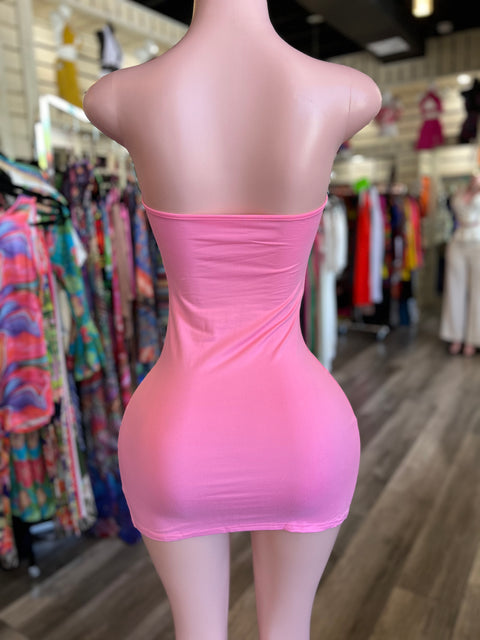Pink Strapless Mini Dress