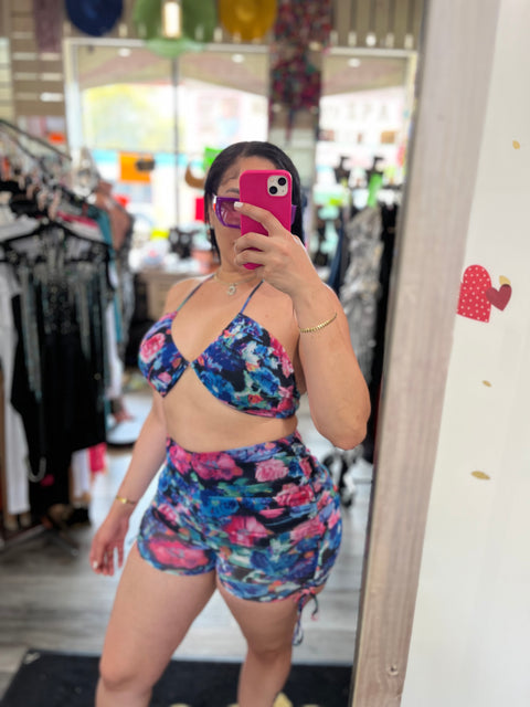 Floral Scrunch Short Set