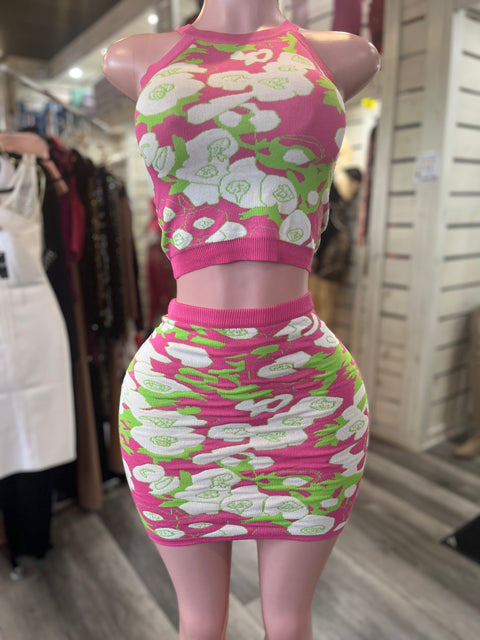 Lime Bright Skirt Set