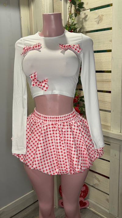 Red Bow Shirt Set