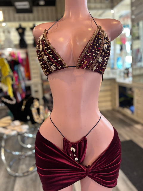 Embellished Bikini W Skirt