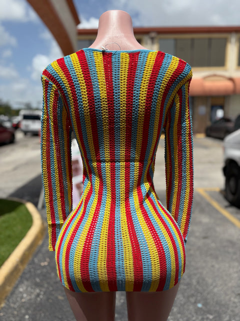 Colorful Long Sleeve Cover Up
