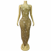 Gold Platted Diamonds Maxi Dress
