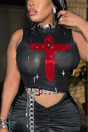 Cross Mesh Crop Top