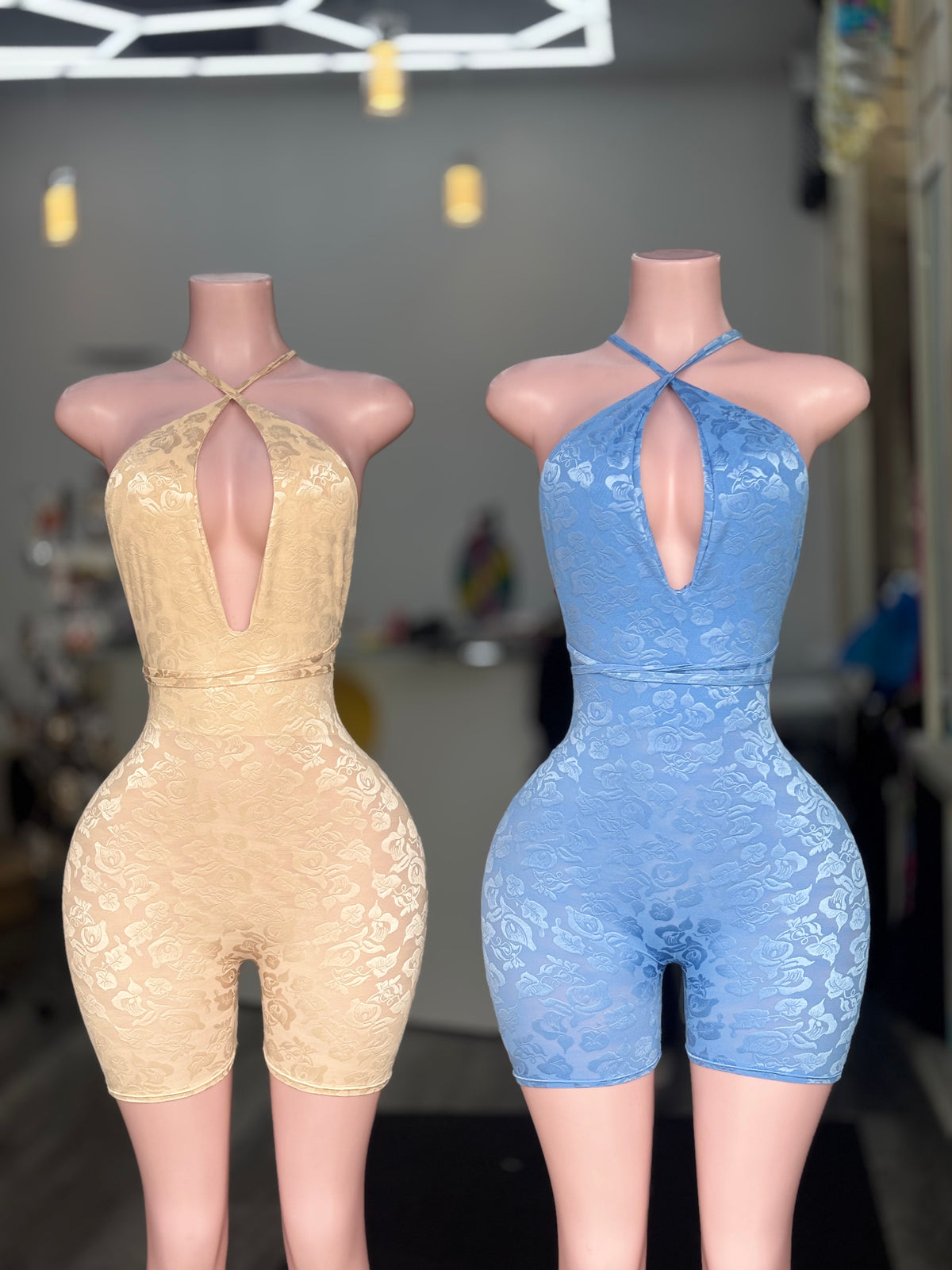 Molly Halter Romper Nude Floral