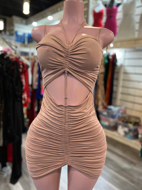 RUCHED CAMI MINI DRESS