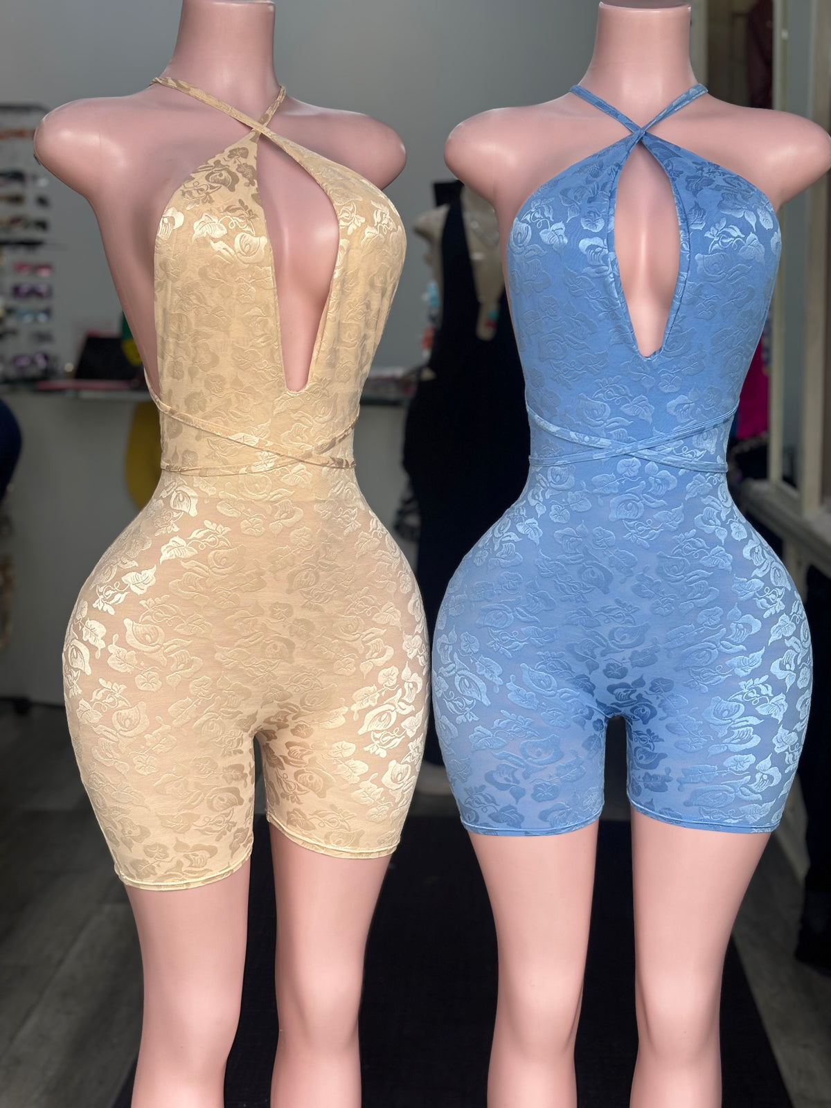 Molly Halter Romper Nude Floral