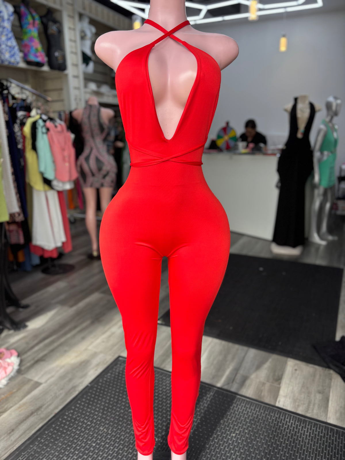 Strap Me Up Jumpsuit  Red