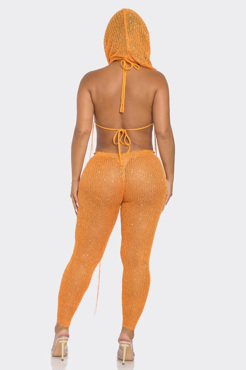 Sexy Orange Sheer 2 piece set