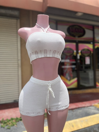 White Casual Short Set