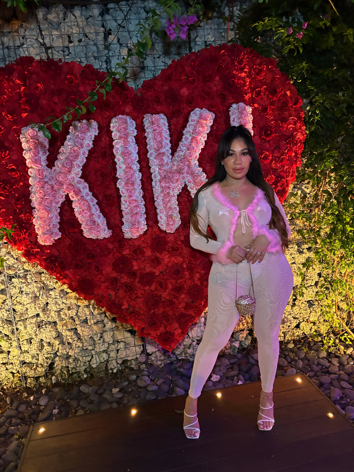 Faux Fur Mesh Pant Set