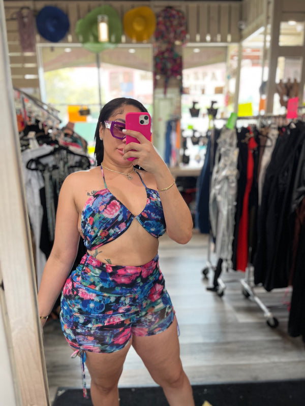 Floral Scrunch Short Set