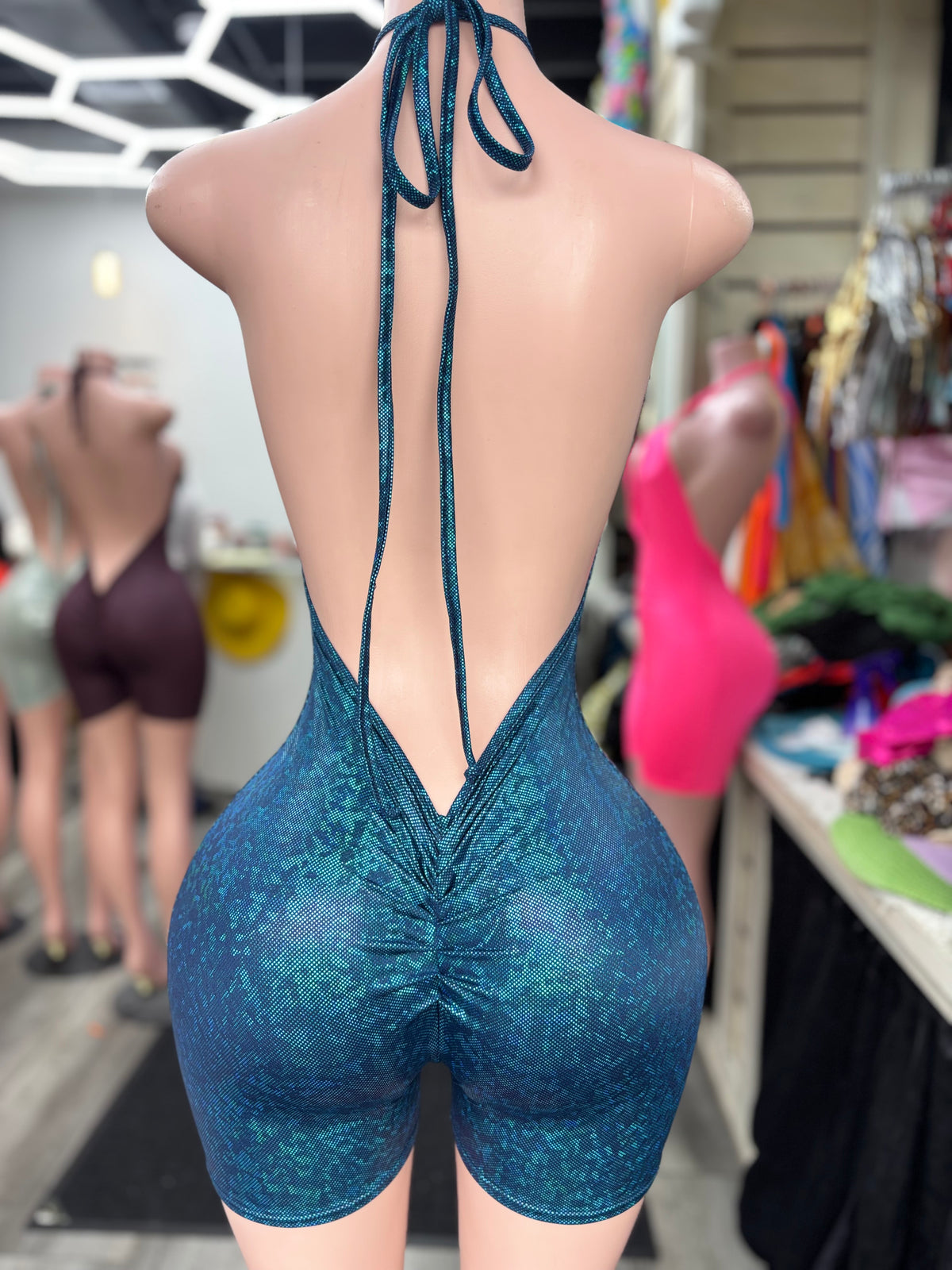 Molly Halter Romper Teal Galaxy