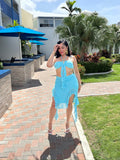 Conjunto de falda azul para vacaciones