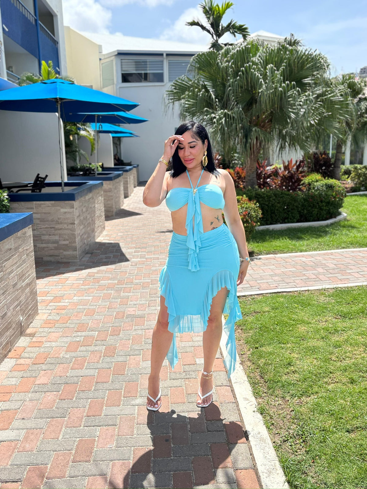 Blue Vacation Skirt Set