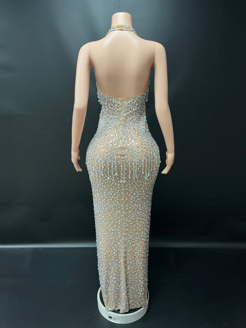 Chandelier Halter Maxi Dress