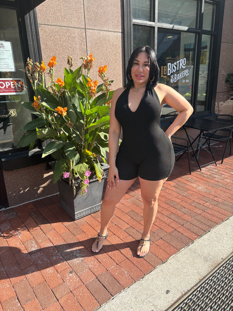 Black Cute Romper With Hoodie