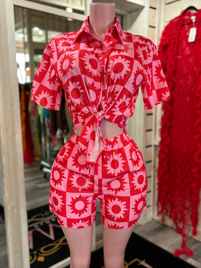 Red Sun Kiss Short Set