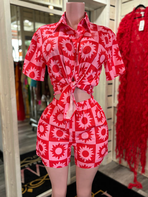 Red Sun Kiss Short Set