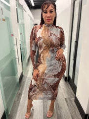 Tan Marble Low Back Dress