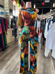 Marble Swirl Open Back Maxi Dress