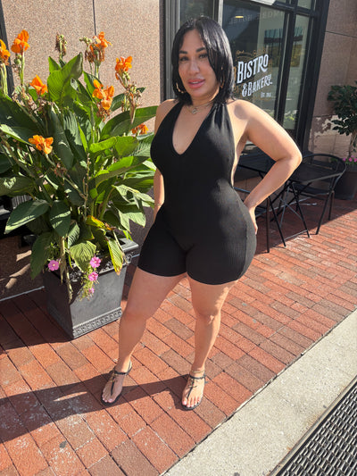 Black Cute Romper With Hoodie