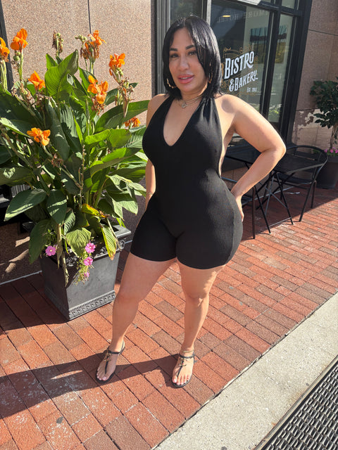 Black Cute Romper With Hoodie