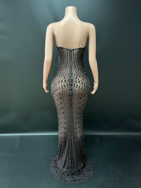 Black Out Diamond Maxi Dress