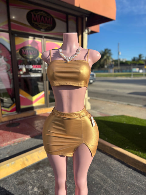 Gold Skirt Cute Set