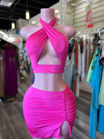 Cross Top Skirt Set