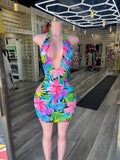 Tropical Deep U Mini Dress