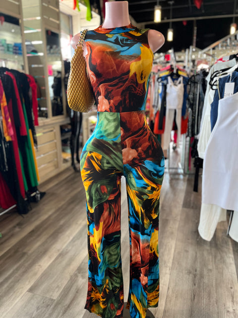 Marble Swirl Open Back Maxi Dress