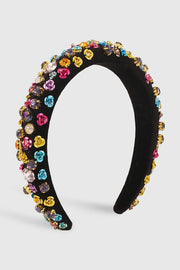 Colored Metal Flower Rhinestone Sponge Headband