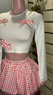 Red Bow Shirt Set