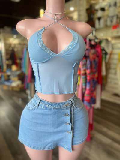 Denim skirt shorts